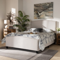 Baxton Studio Morgan-Beige-King Morgan Modern Transitional Beige Fabric Upholstered King Size Panel Bed
